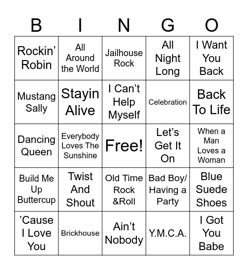 MUSIC Bingo Card