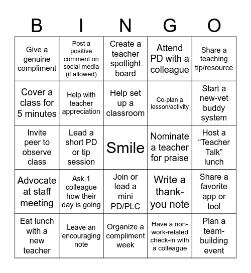 Advocacy Bingo Card