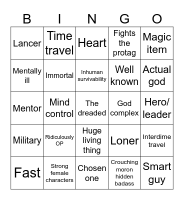 OP characters trope bingo Card