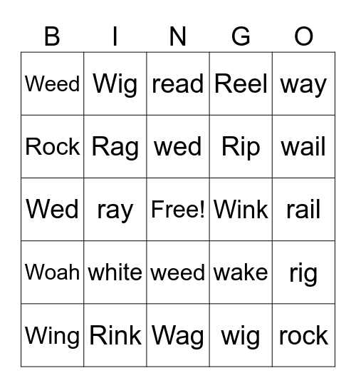 RW Bingo Card