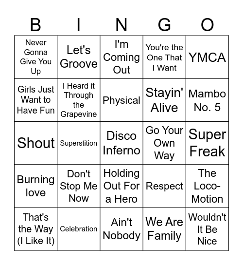 Music Singo #4 Bingo Card