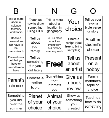 PRESENTATION BINGO Card