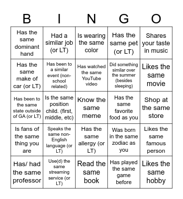 Icebreaker Bingo: Find Someone Who Bingo Card