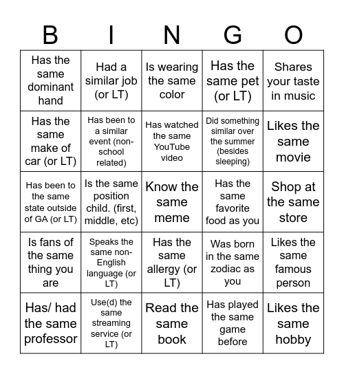 Icebreaker Bingo: Find Someone Who Bingo Card