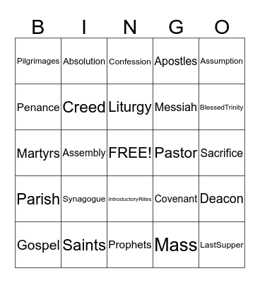 Sunday School Bingo Card
