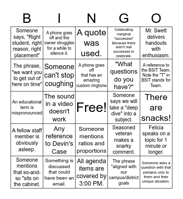 NE Meeing-Time Bingo Card