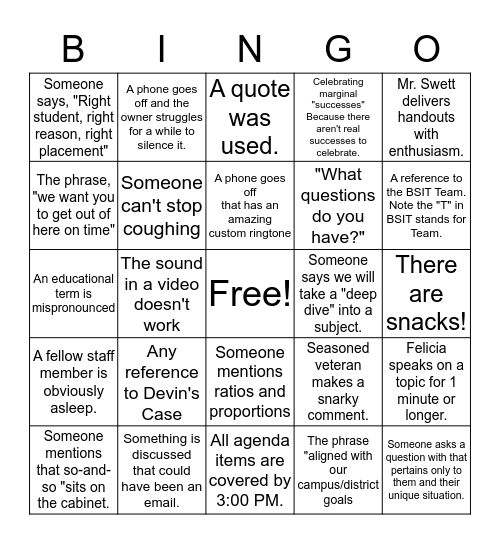 NE Meeing-Time Bingo Card