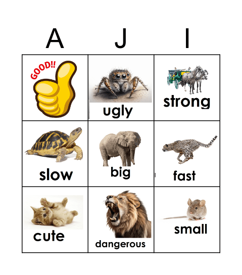 ADJECTIVES Bingo Card