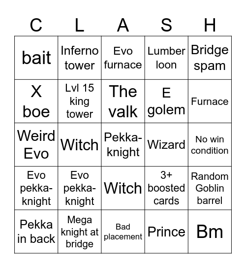 Midladder Menace Bingo Card