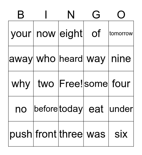 November HFW Bingo Card