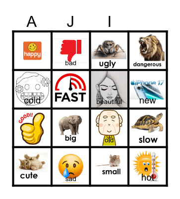 ADJECTIVES Bingo Card