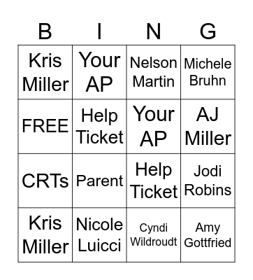 Back-to-School BINGO Card