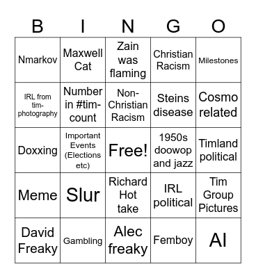 Starboard Bingo Card