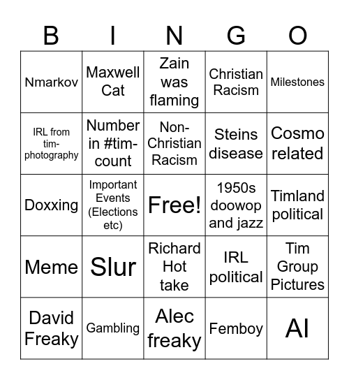 Starboard Bingo Card