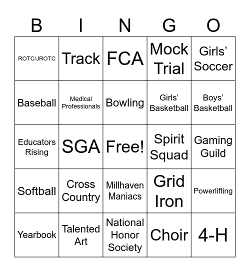 Roarientation 2025 Bingo Card