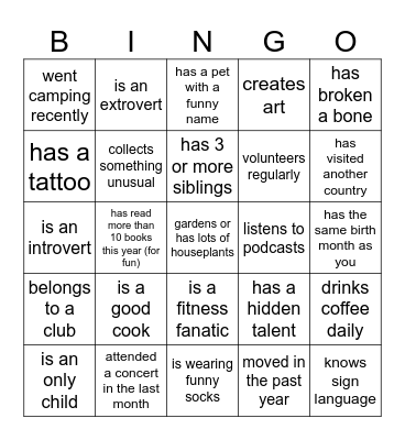 Find someone who.. Bingo Card