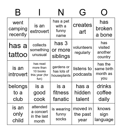 Find someone who.. Bingo Card