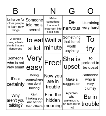 Odyssey Idioms - three Bingo Card