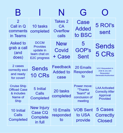Euro Summer EEA Shenanigans Bingo Card