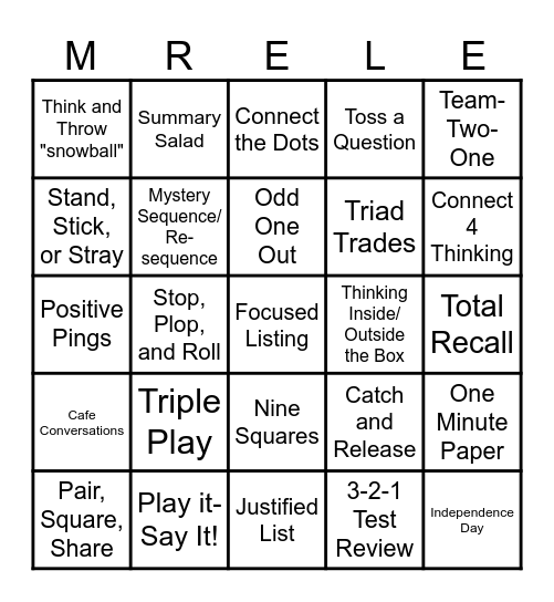 Lead4ward Strategy BINGO Card