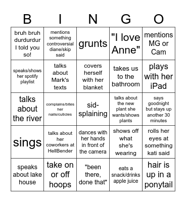 Sydney's FT BINGO BOARD Bingo Card