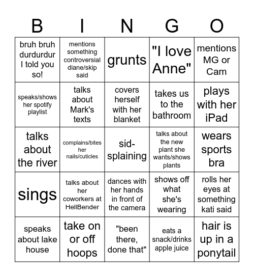 Sydney's FT BINGO BOARD Bingo Card