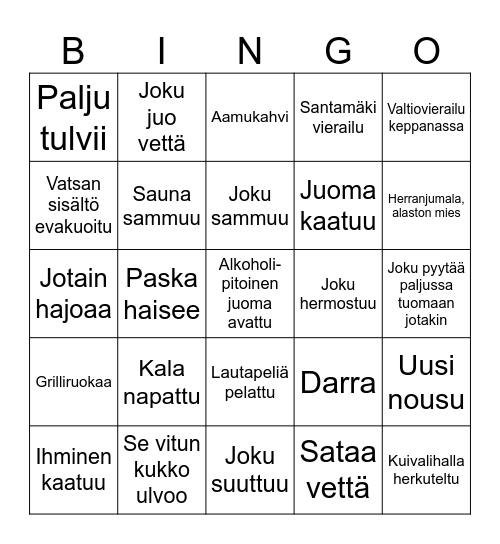 Tammela Bingo 2025 Bingo Card