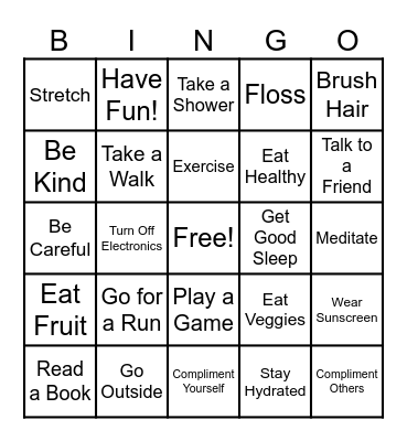 Health Bingo Card