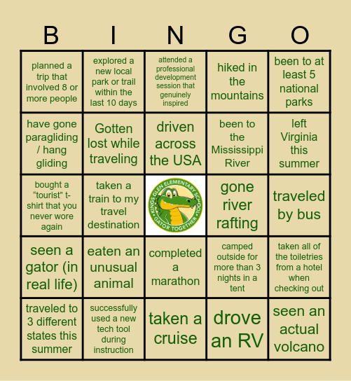 Gator Bingo Card