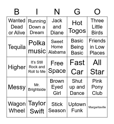 State Fair Bingo Card