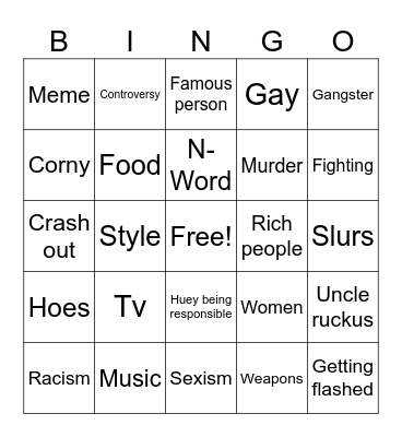 Boondocks Bingo Card
