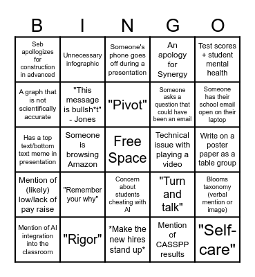 PD Buzzword Bingo Card