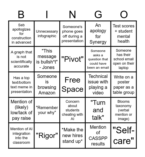 PD Buzzword Bingo Card