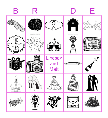 Lindsay's Big Day Bingo Card