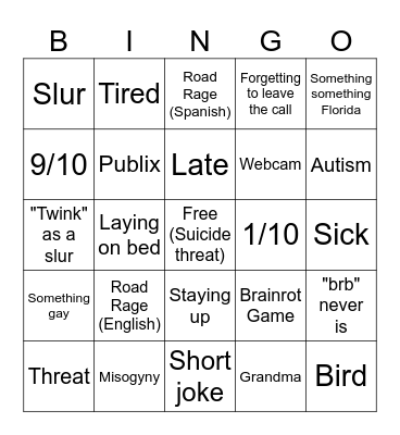Peter Bingo Card