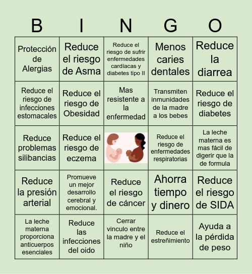 LACTANCIA MATERNA Bingo Card