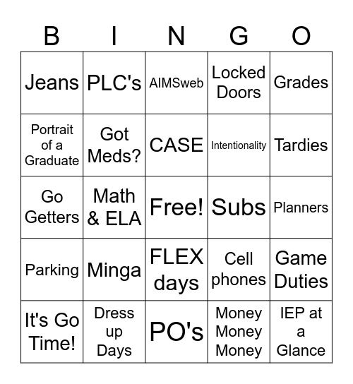 IT'S GO TIME: Nuts & Bolts Bingo Card