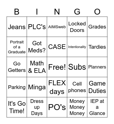 IT'S GO TIME: Nuts & Bolts Bingo Card