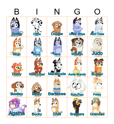 Bunnings Bluey Bingo Card