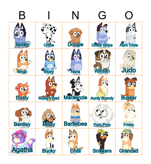 Bunnings Bluey Bingo Card