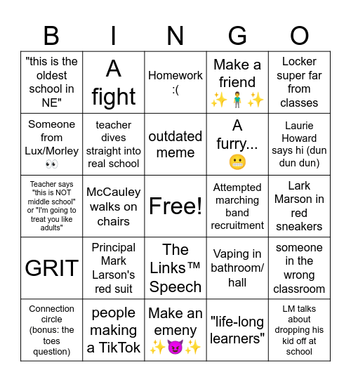 Jace's First Day of School 🤓✏️📚✨ Bingo Card