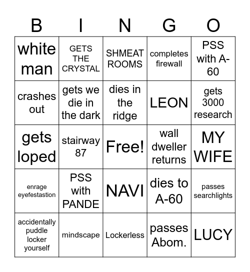 sims eternal suffering Bingo Card