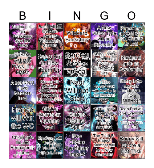 Blue Lock U 20 Match Predictions Bingo Card