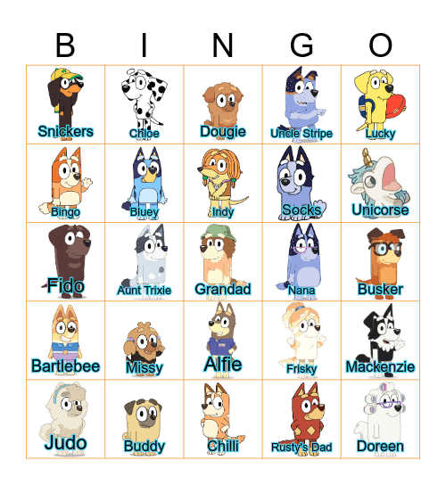 Bunnings Bluey Bingo Card