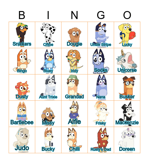 Bunnings Bluey Bingo Card
