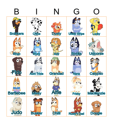 Bunnings Bluey Bingo Card