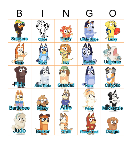 Bunnings Bluey Bingo Card
