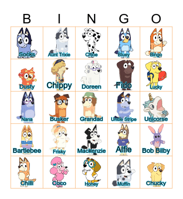 Bunnings Bluey Bingo Card