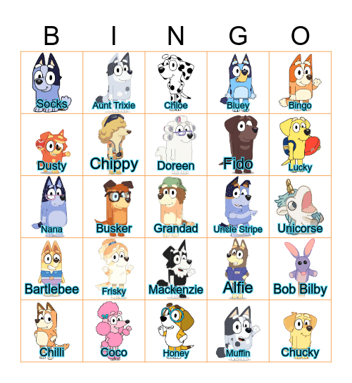 Bunnings Bluey Bingo Card