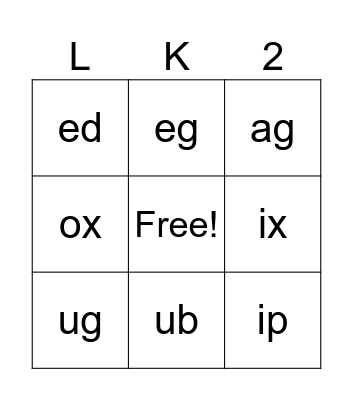 Phonics Bingo Card